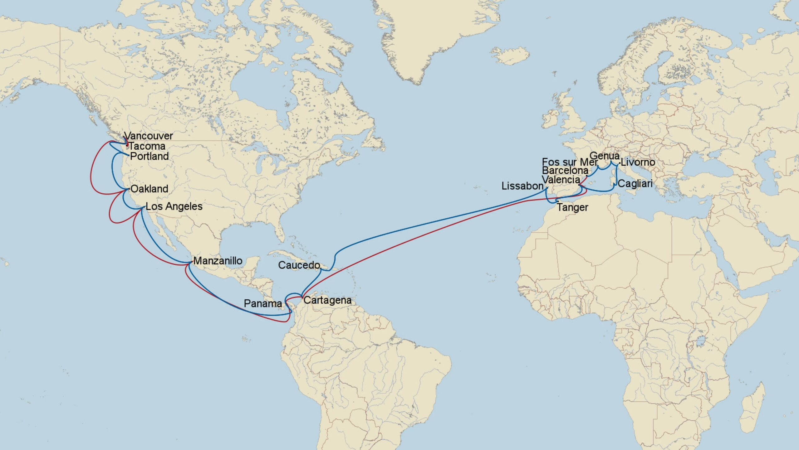 Die Route von Hamburg nach Spanien